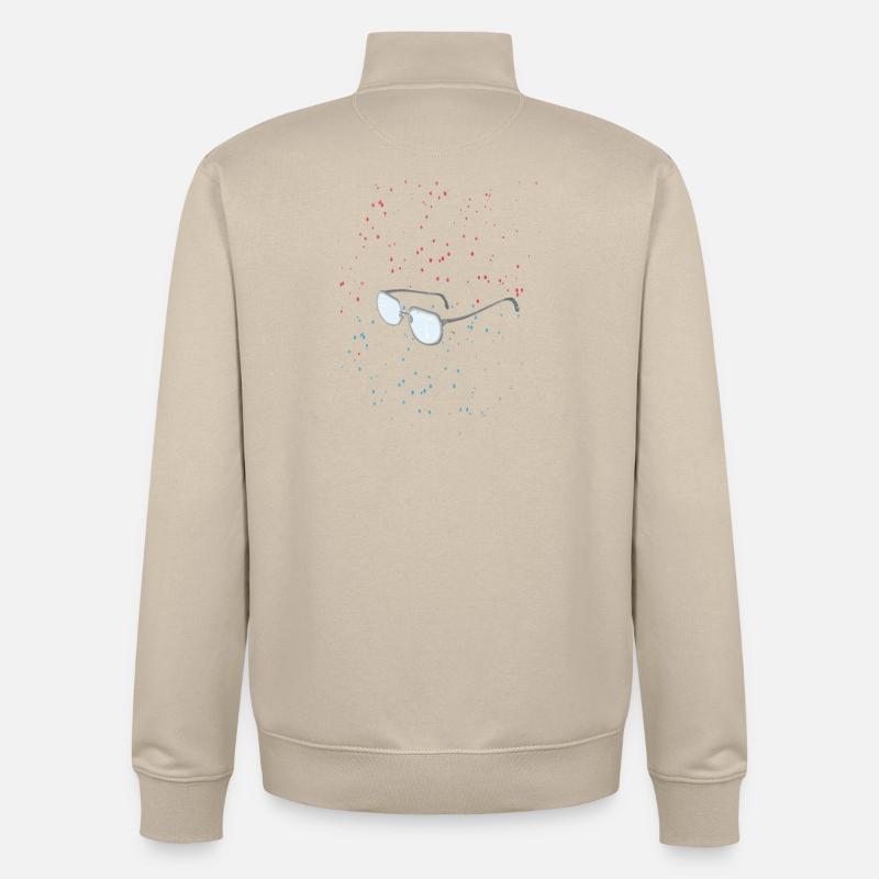 lunettes dans l’espace - Sweat zippé unisexe en coton bio Stanley/Stella - beige crème