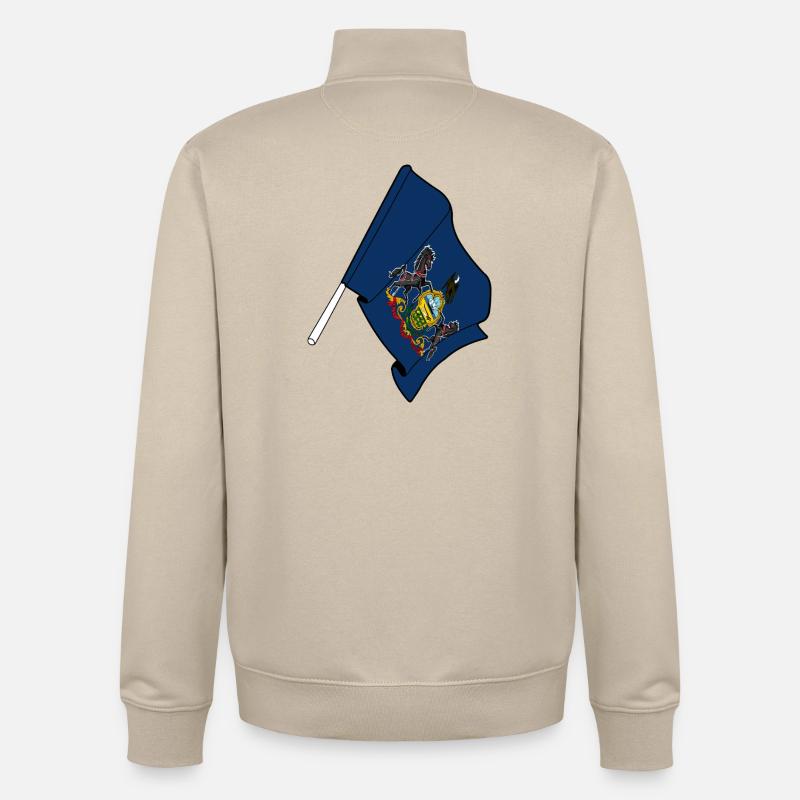 Drapeau de la Pennsylvanie - Sweat zippé unisexe en coton bio Stanley/Stella - beige crème