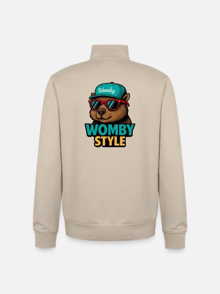 Womby Style Beaver with Sunglasses - Unisex Organic Zip Sweatshirt by Stanley/Stella - desert dust