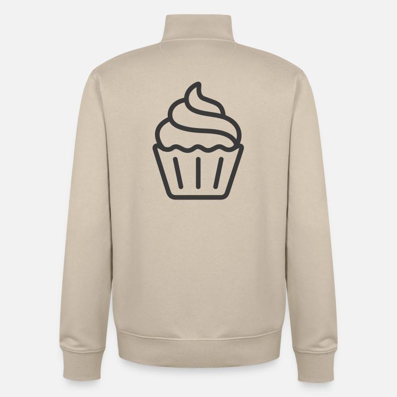 Conception d’icône de logo de cupcake - Sweat zippé unisexe en coton bio Stanley/Stella - beige crème