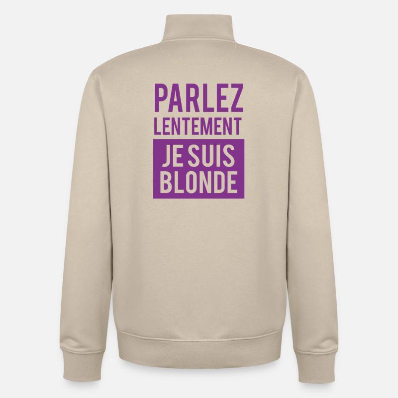 Message de foi en typographie moderne - Sweat zippé unisexe en coton bio Stanley/Stella - beige crème