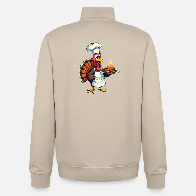 Cuisinier de dinde de Thanksgiving Thanksgiving - Sweat zippé unisexe en coton bio Stanley/Stella - beige crème