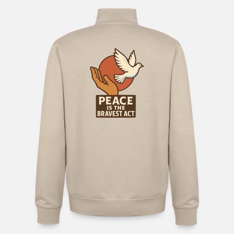 La paix comme acte de bravoure - Sweat zippé unisexe en coton bio Stanley/Stella - beige crème