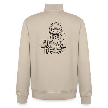Teckel chien chez le coiffeur Art minimaliste en ligne - Sweat zippé unisexe en coton bio Stanley/Stella - beige crème - Dos - AI Model Male 185 dark (185cm)