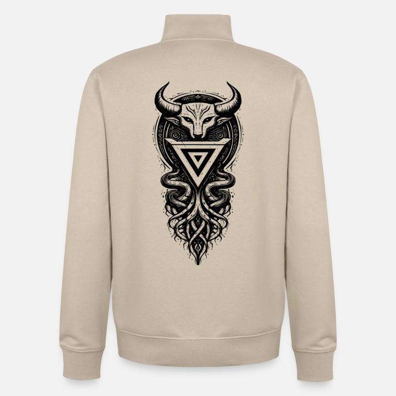 Symbole sacré du dieu slave Veles - Sweat zippé unisexe en coton bio Stanley/Stella - beige crème