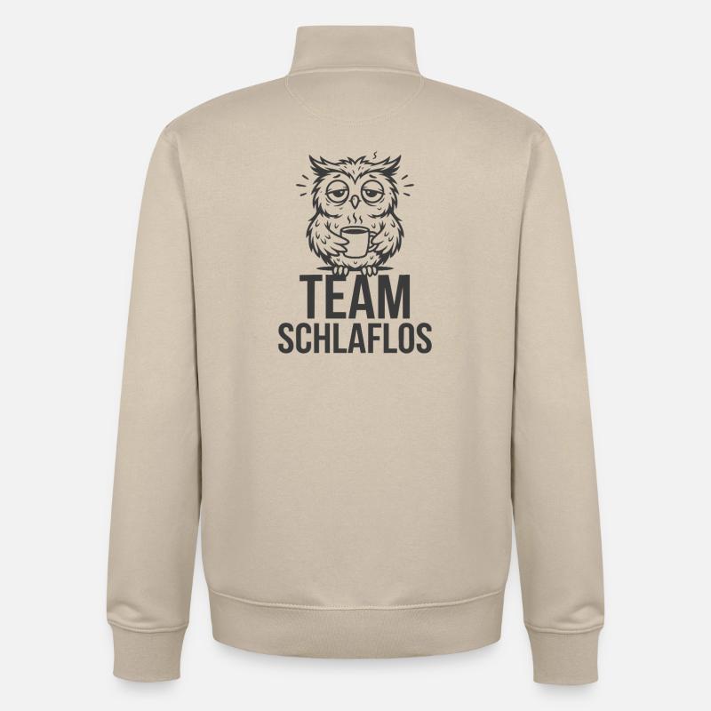 Team Schlaflos – Müde Eule - Unisex Organic Zip Sweatshirt von Stanley/Stella - Cremebeige