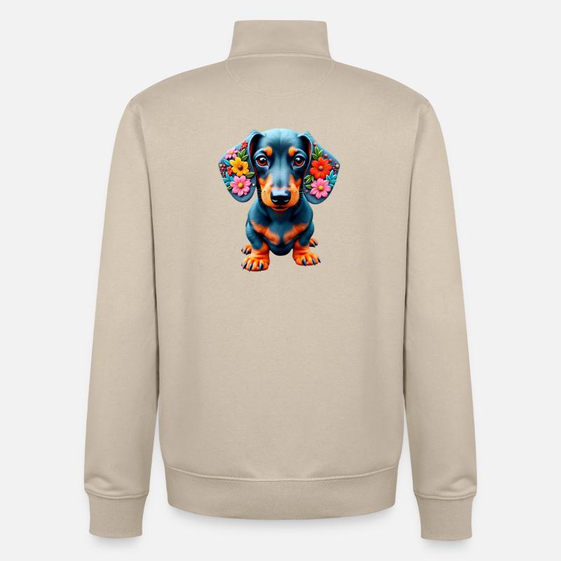 Dackel teckel teckel tekel - Sweat zippé unisexe en coton bio Stanley/Stella - beige crème