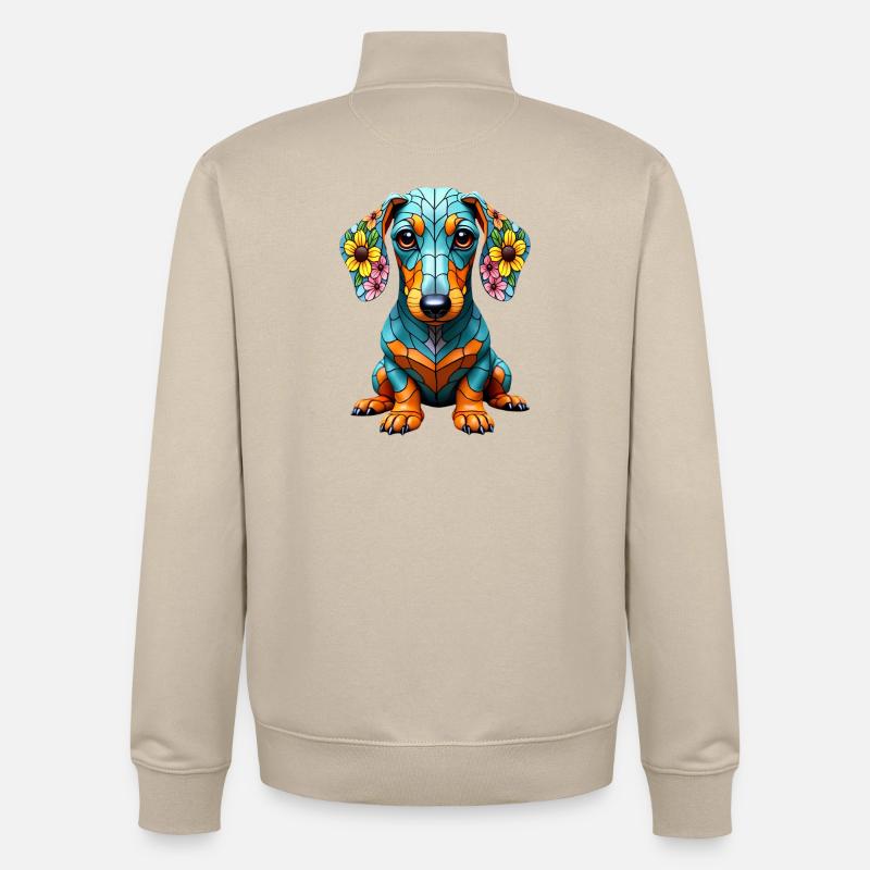 Dackel teckel teckel tekel - Sweat zippé unisexe en coton bio Stanley/Stella - beige crème