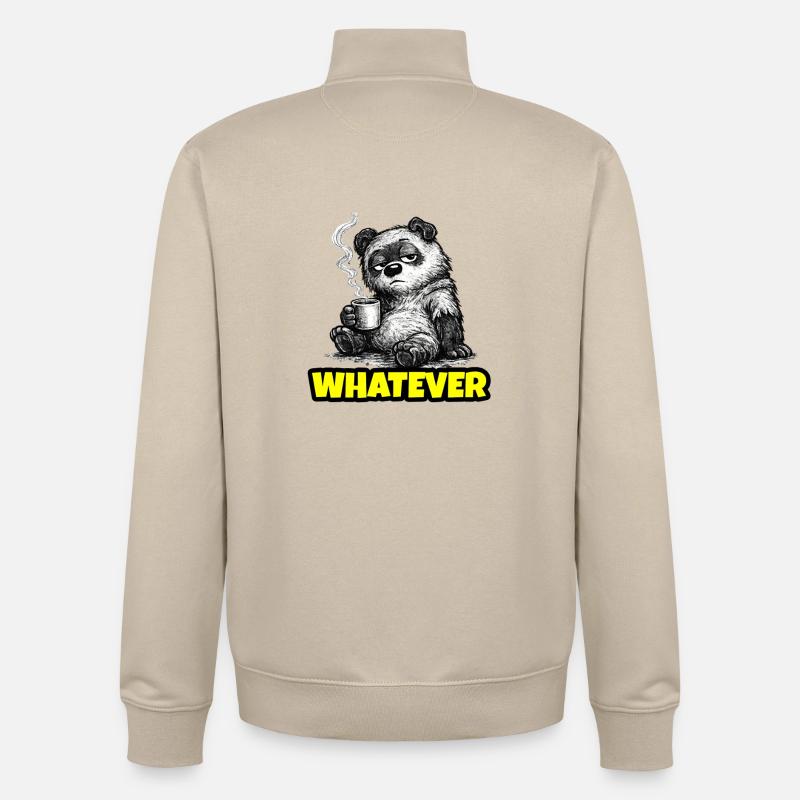 Whatever – Grumpy Bear Coffee (Sketch) - Sweat zippé unisexe en coton bio Stanley/Stella - beige crème