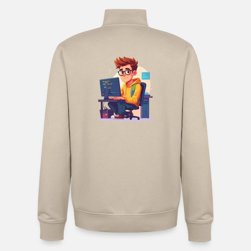 Programmer or nerd - Unisex Organic Zip Sweatshirt by Stanley/Stella - desert dust