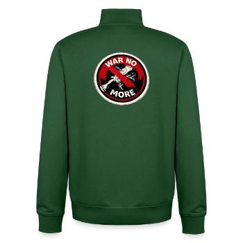War No More – Sticker Peace & Humanity - Unisex Organic Zip Sweatshirt by Stanley/Stella - bottle green - Back - AI Model Male 185 dark (185cm)