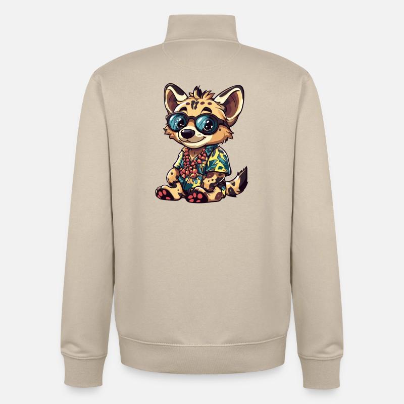 Hyäne Comic Urlaub - Unisex Organic Zip Sweatshirt von Stanley/Stella - Cremebeige