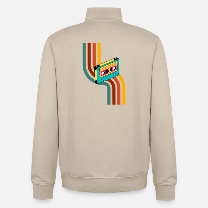 Cassette Neon Rainbow - Sweat zippé unisexe en coton bio Stanley/Stella - beige crème