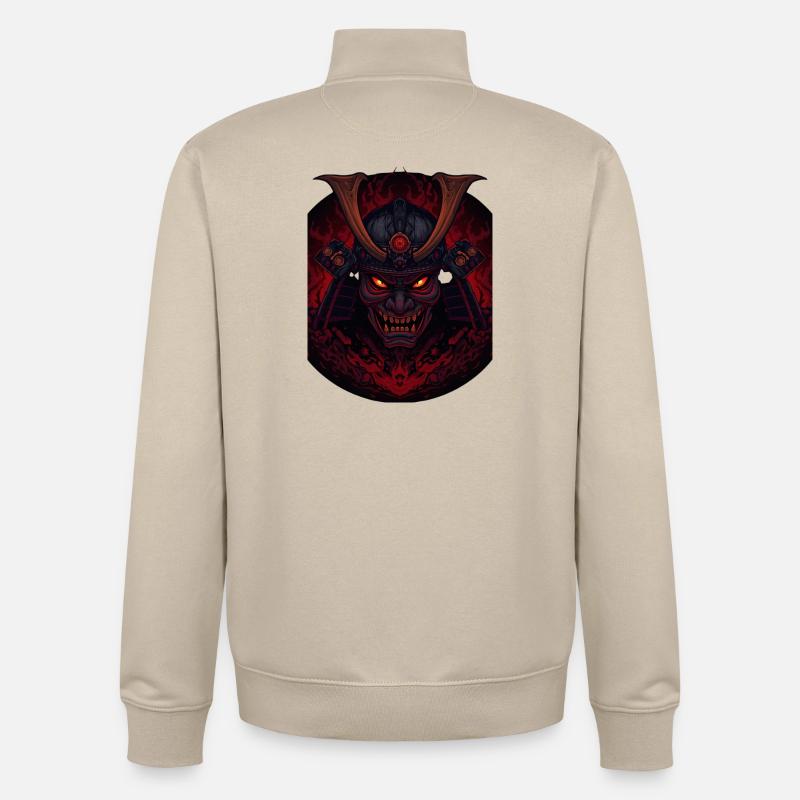 Démon Samourai - Sweat zippé unisexe en coton bio Stanley/Stella - beige crème