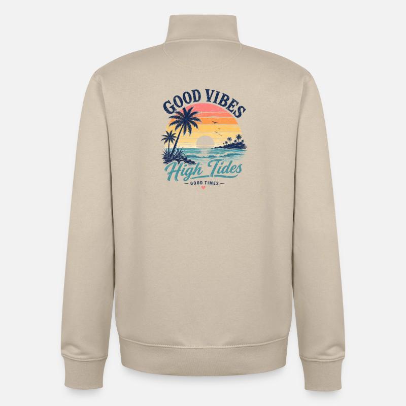 Vibes High Tides Sunset - Unisex Organic Zip Sweatshirt by Stanley/Stella - desert dust