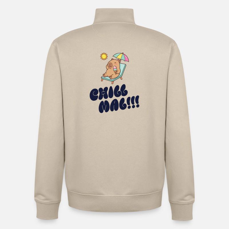 Sonnenbär am Strand mit Eis - Unisex Organic Zip Sweatshirt von Stanley/Stella - Cremebeige