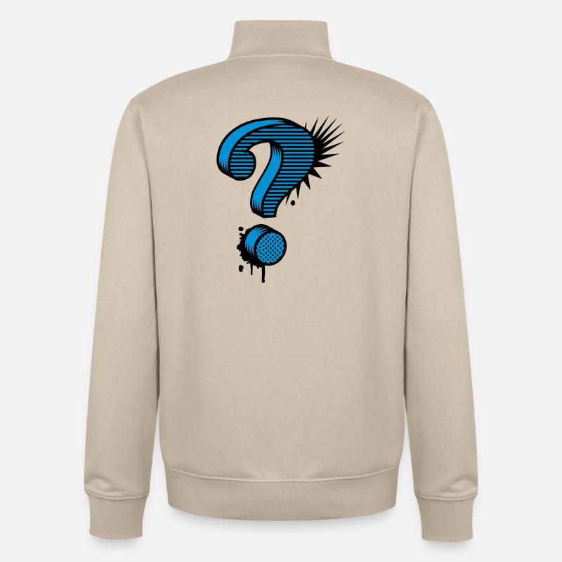 Un point d'interrogation graffiti - Sweat zippé unisexe en coton bio Stanley/Stella - beige crème