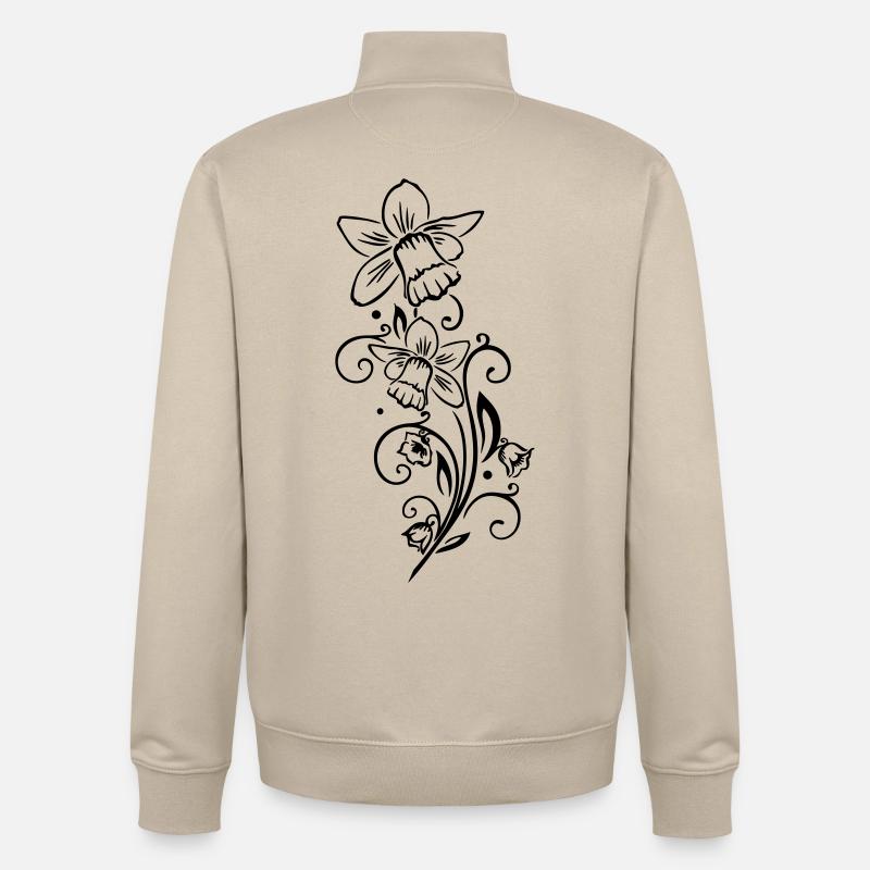 Cloches de Pâques Jonquilles Printemps - Sweat zippé unisexe en coton bio Stanley/Stella - beige crème