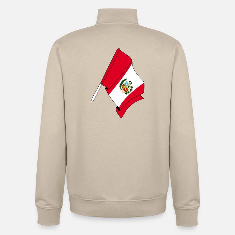 Drapeau Pérou - Sweat zippé unisexe en coton bio Stanley/Stella - beige crème