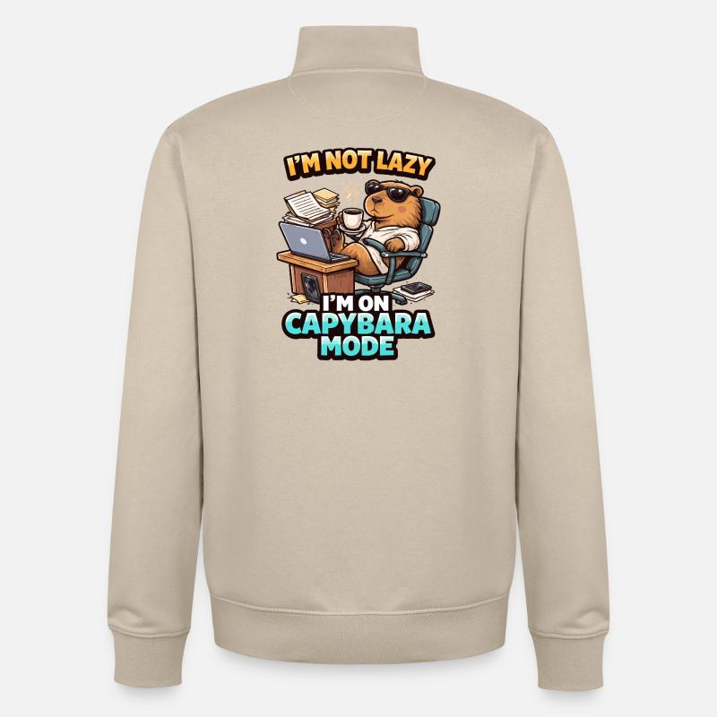 Mode Capybara Pas Lazy Bear - Sweat zippé unisexe en coton bio Stanley/Stella - beige crème