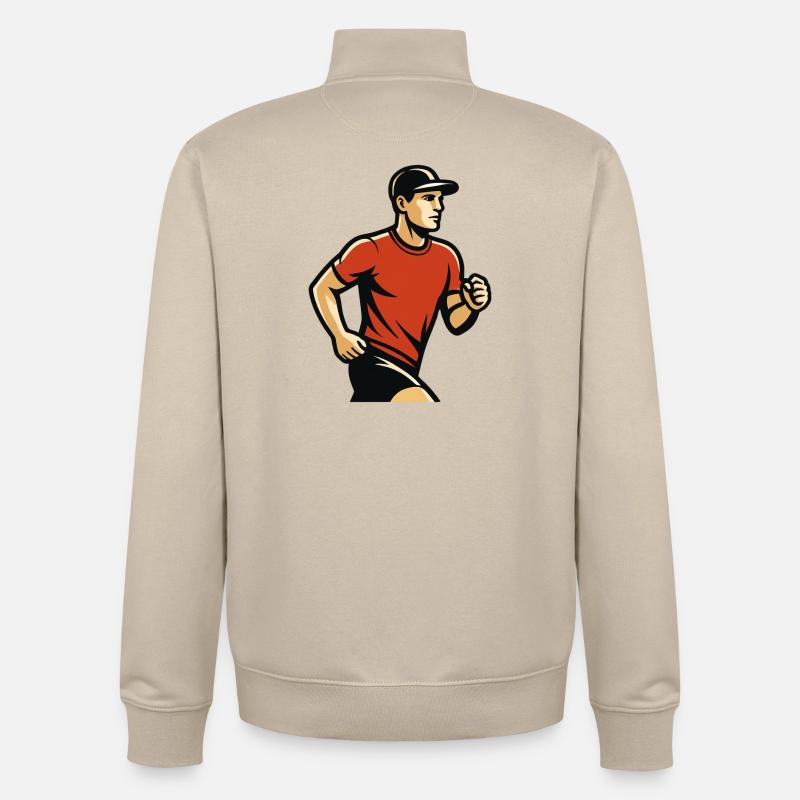 Rotfußfrettchen-Silhouette im Park - Unisex Organic Zip Sweatshirt von Stanley/Stella - Cremebeige