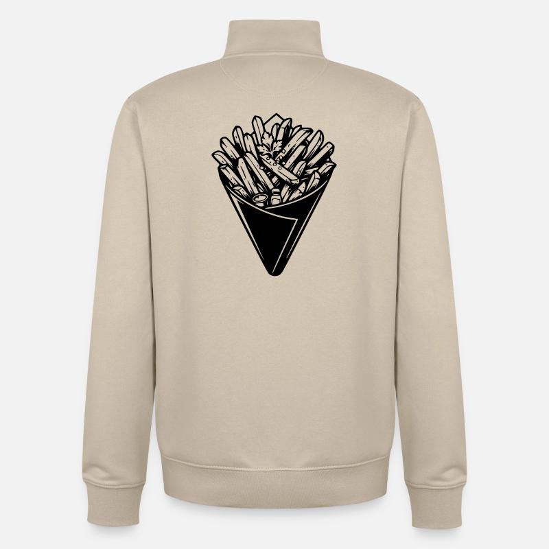 cornet_de_frites - Sweat zippé unisexe en coton bio Stanley/Stella - beige crème