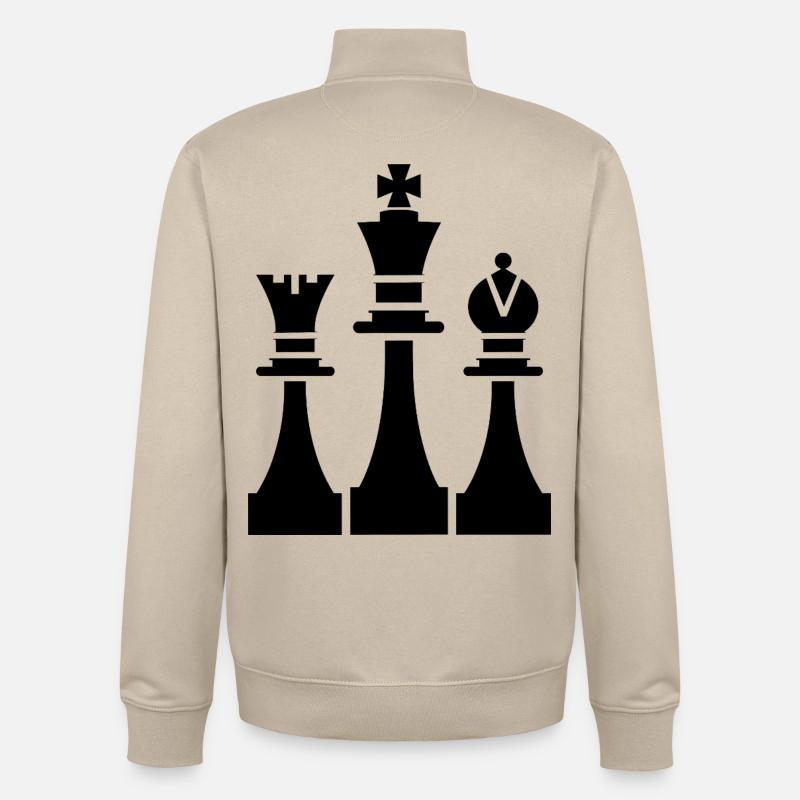 Graphiques de pièces d’échecs - Sweat zippé unisexe en coton bio Stanley/Stella - beige crème