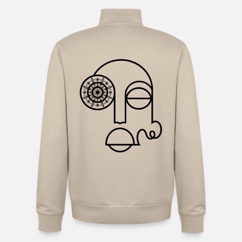 Visage abstrait / Visage abstrait moderne - Sweat zippé unisexe en coton bio Stanley/Stella - beige crème