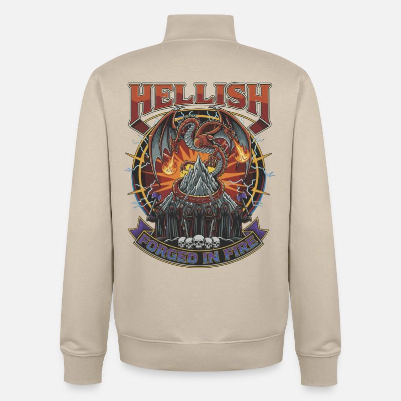 Forgé dans le feu infernal - Sweat zippé unisexe en coton bio Stanley/Stella - beige crème