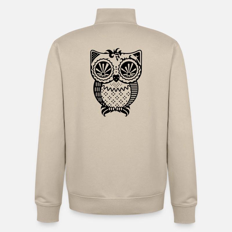 Patchwork Eule - Unisex Organic Zip Sweatshirt von Stanley/Stella - Cremebeige