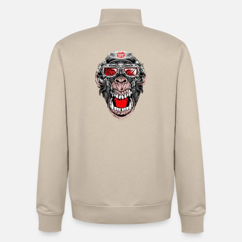 Crazy Monkey - Sweat zippé unisexe en coton bio Stanley/Stella - beige crème