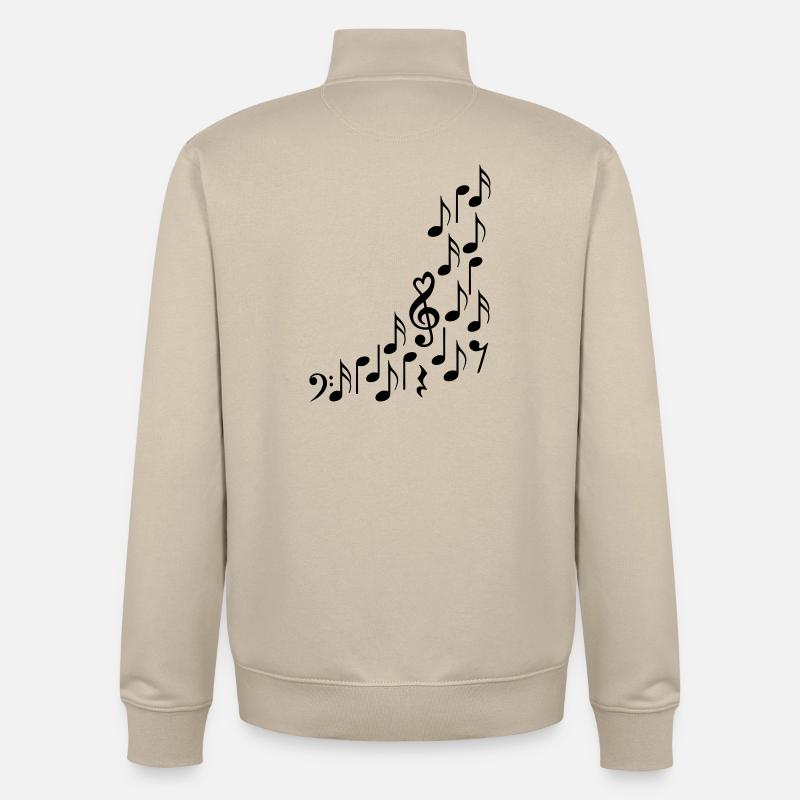 Notenschluessel avec le coeur et les notes - Sweat zippé unisexe en coton bio Stanley/Stella - beige crème