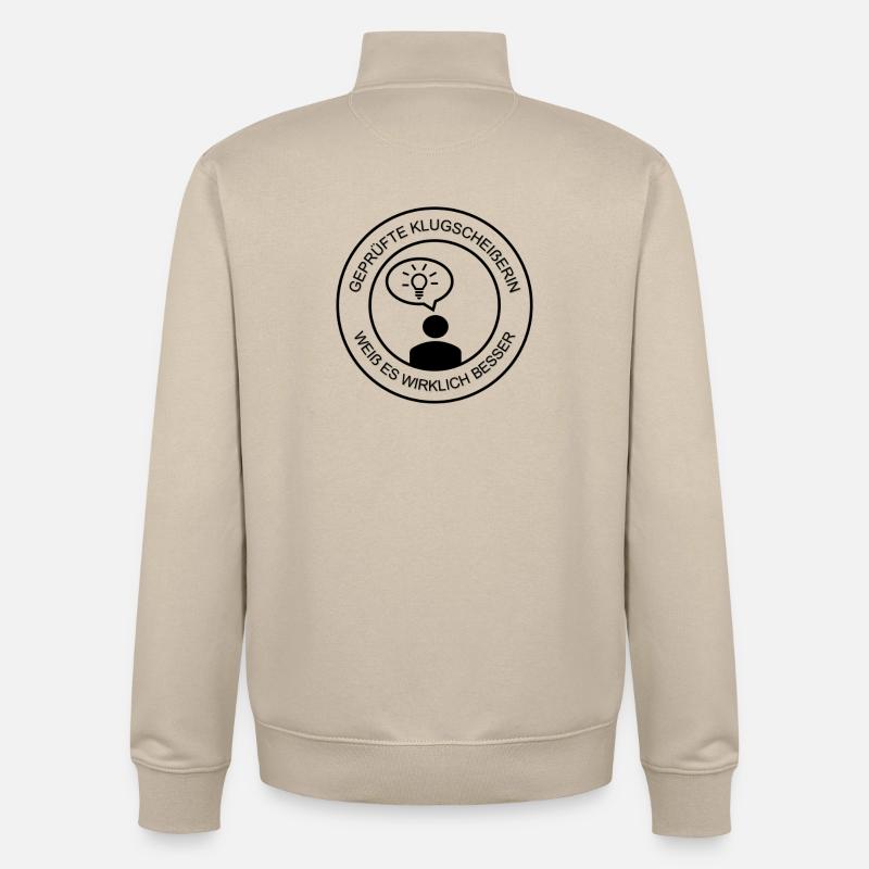 Geprüfte Klugscheißerin Damen (schwarzer Druck) - Unisex Organic Zip Sweatshirt von Stanley/Stella - Cremebeige