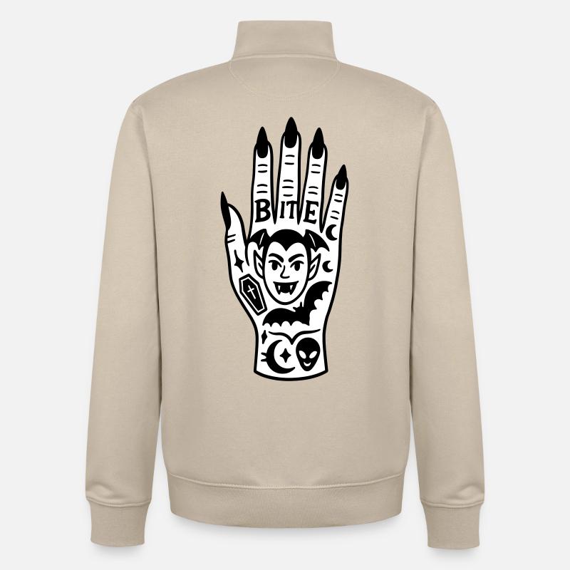 Main de vampire - Sweat zippé unisexe en coton bio Stanley/Stella - beige crème