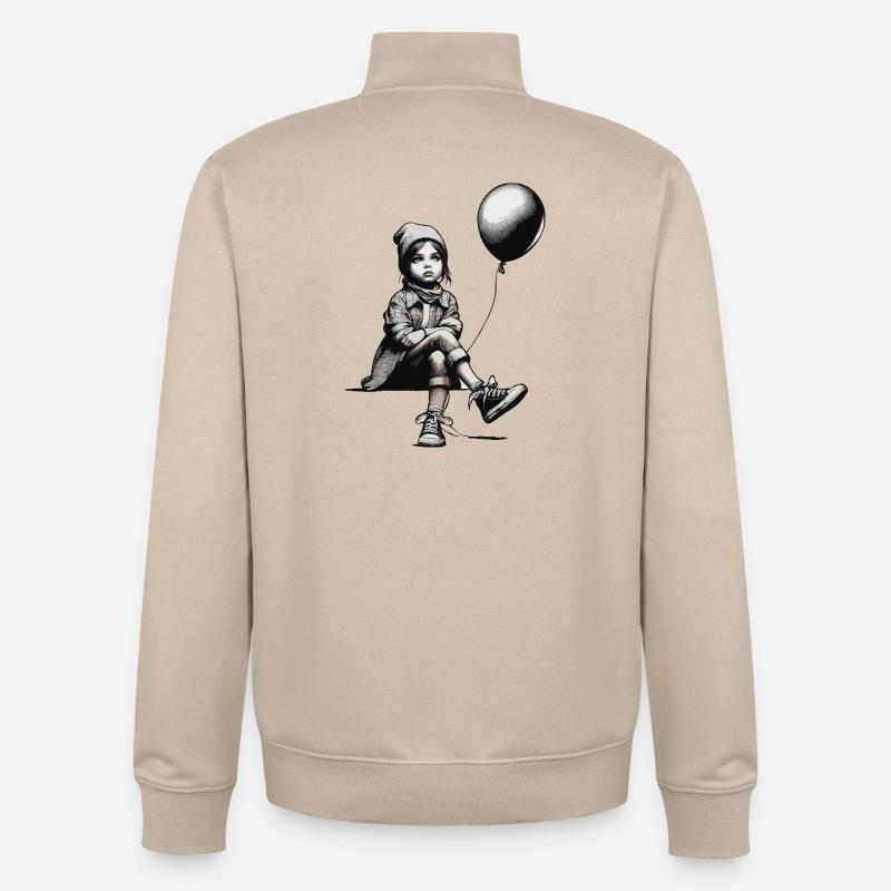 Mädchen mit Luftballon - Unisex Organic Zip Sweatshirt von Stanley/Stella - Cremebeige