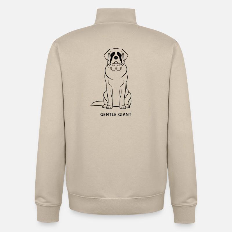 Motif Saint-Bernard Doux Géant - Sweat zippé unisexe en coton bio Stanley/Stella - beige crème