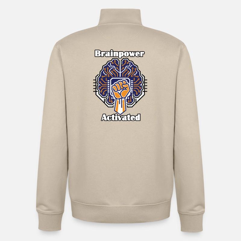 Puissance cérébrale activée - Sweat zippé unisexe en coton bio Stanley/Stella - beige crème