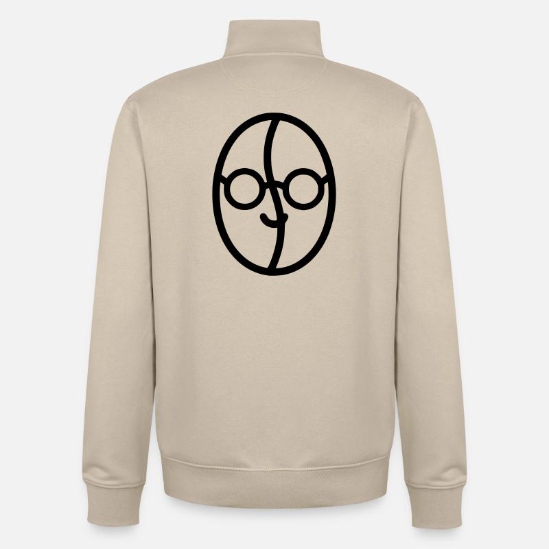 Kaffee-Liebe: Kaffeebohne mit Brille - Unisex Organic Zip Sweatshirt von Stanley/Stella - Cremebeige
