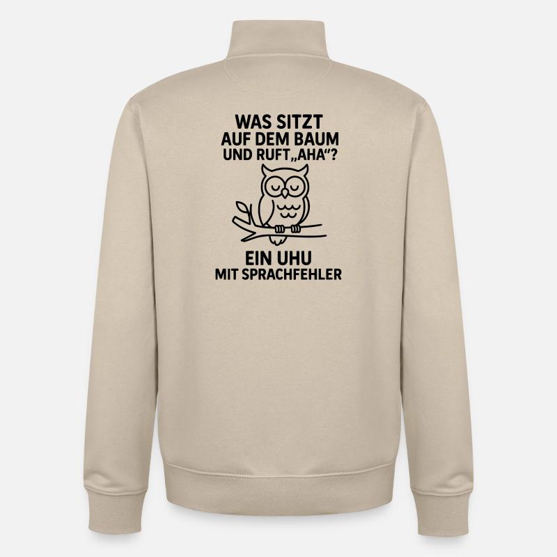Eagle Owl Speech Error Joke - Unisex Organic Zip Sweatshirt by Stanley/Stella - desert dust