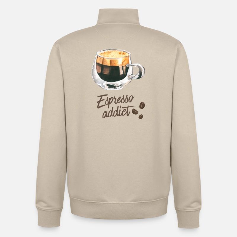 Espresso Addict - Art du café aquarelle - Sweat zippé unisexe en coton bio Stanley/Stella - beige crème