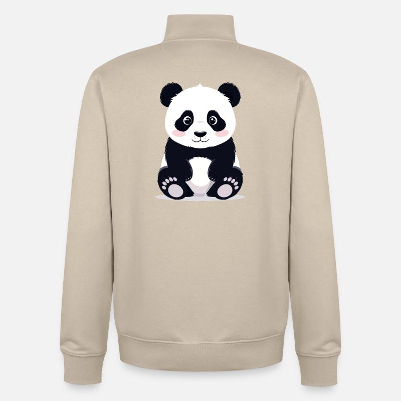 Sitzender Kuschelpanda kleiner süßer Pandabär - Unisex Organic Zip Sweatshirt von Stanley/Stella - Cremebeige