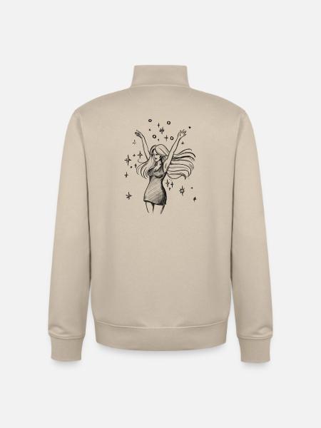 Dancing Woman Empowerment - Illustration - Unisex Organic Zip Sweatshirt by Stanley/Stella - desert dust