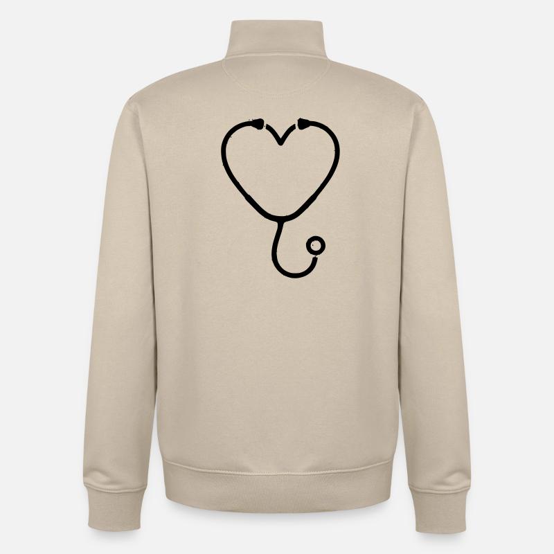 Stethoskop Herz Medizin Outline - Unisex Organic Zip Sweatshirt von Stanley/Stella - Cremebeige