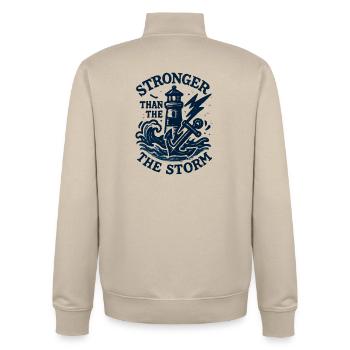 Stronger than the Storm: Unwavering Force - Unisex Organic Zip Sweatshirt by Stanley/Stella - desert dust - Back - AI Model Male 185 dark (185cm)