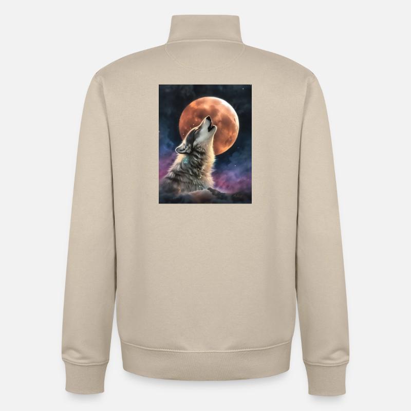 Heulender Wolf - Unisex Organic Zip Sweatshirt von Stanley/Stella - Cremebeige