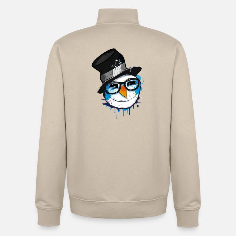 Schneemann mit Nerd Brille - Unisex Organic Zip Sweatshirt von Stanley/Stella - Cremebeige