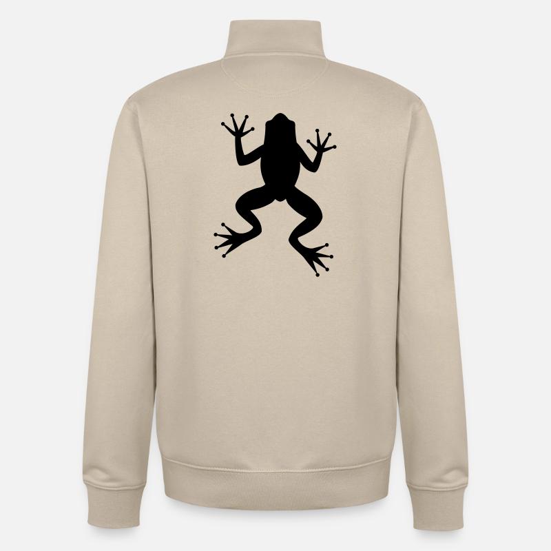 Frog toad tree frog silhouette - Unisex Organic Zip Sweatshirt by Stanley/Stella - desert dust