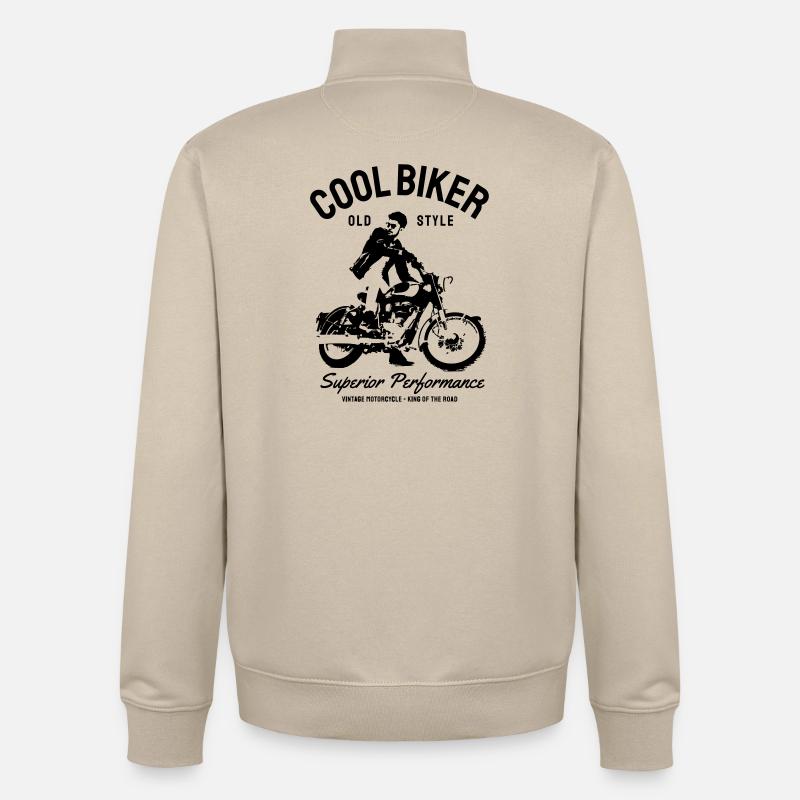 Biker design moto - Sweat zippé unisexe en coton bio Stanley/Stella - beige crème
