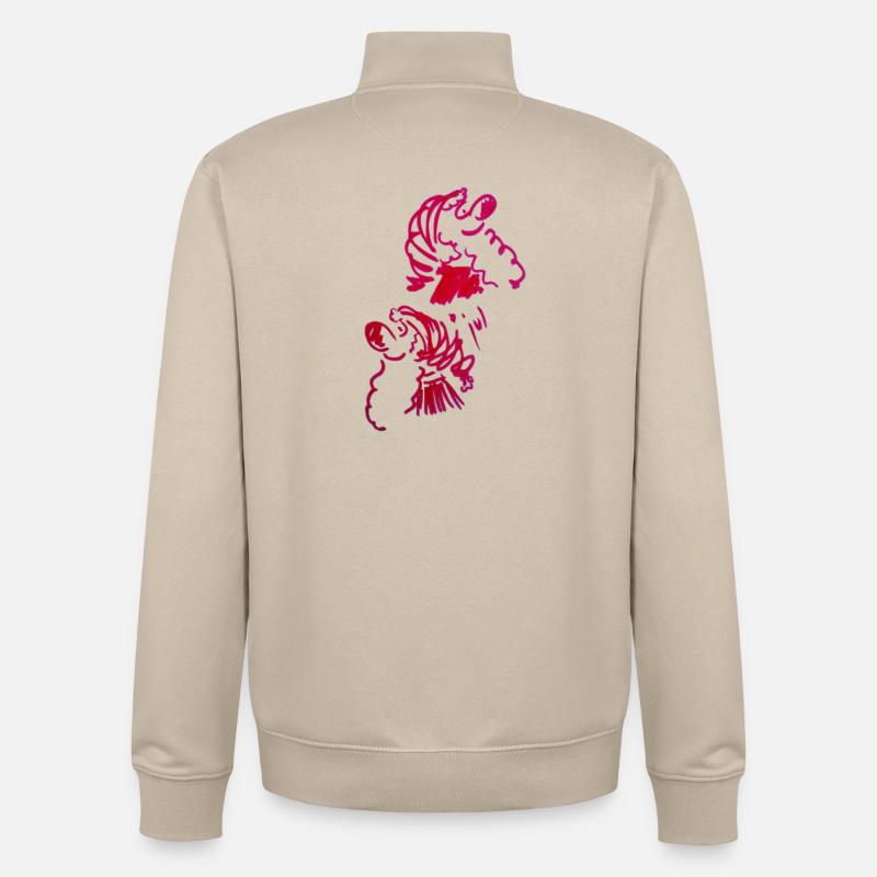 Deux pères Noël dessinés - Sweat zippé unisexe en coton bio Stanley/Stella - beige crème