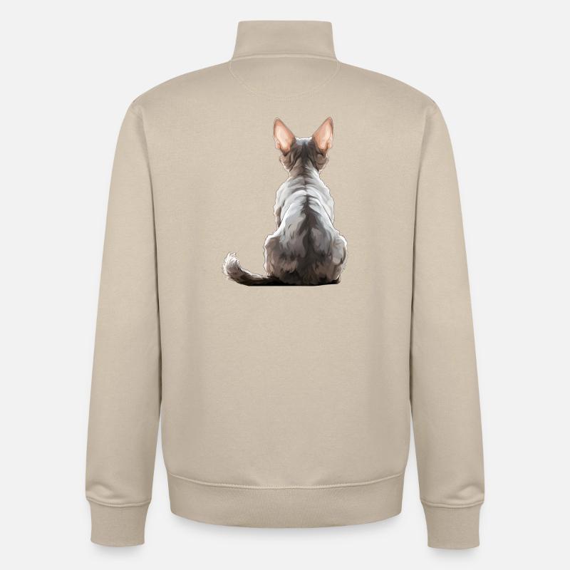 Devon Rex - Sweat zippé unisexe en coton bio Stanley/Stella - beige crème